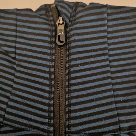 Lole Ladies Blue & Black Striped Full Zip Athletic Jacket - Picture 5 of 9
